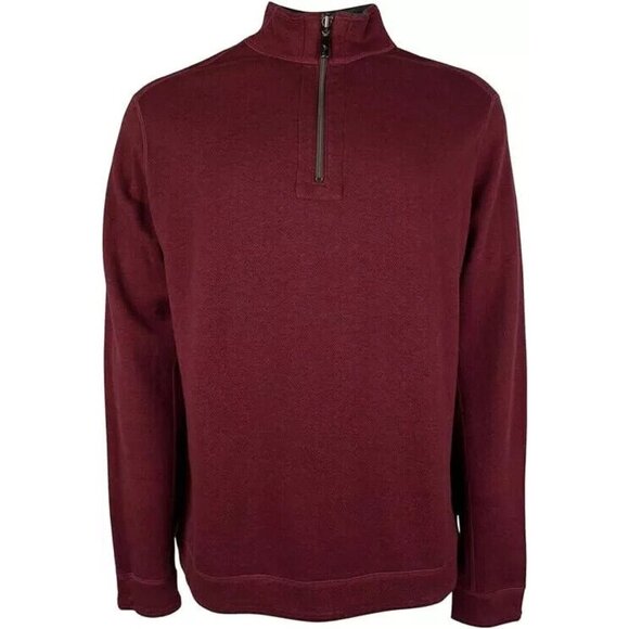 Tommy Bahama 3XB Black Cherry Heather Flipshore Reversible Half Zip Sweater - Picture 5 of 9